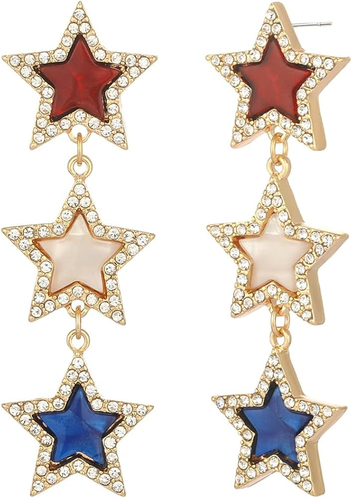 Amazon.com: Madison Tyler Hypoallergenic Earrings | 4th of July Americana Flag Earrings | Indepen... | Amazon (US)