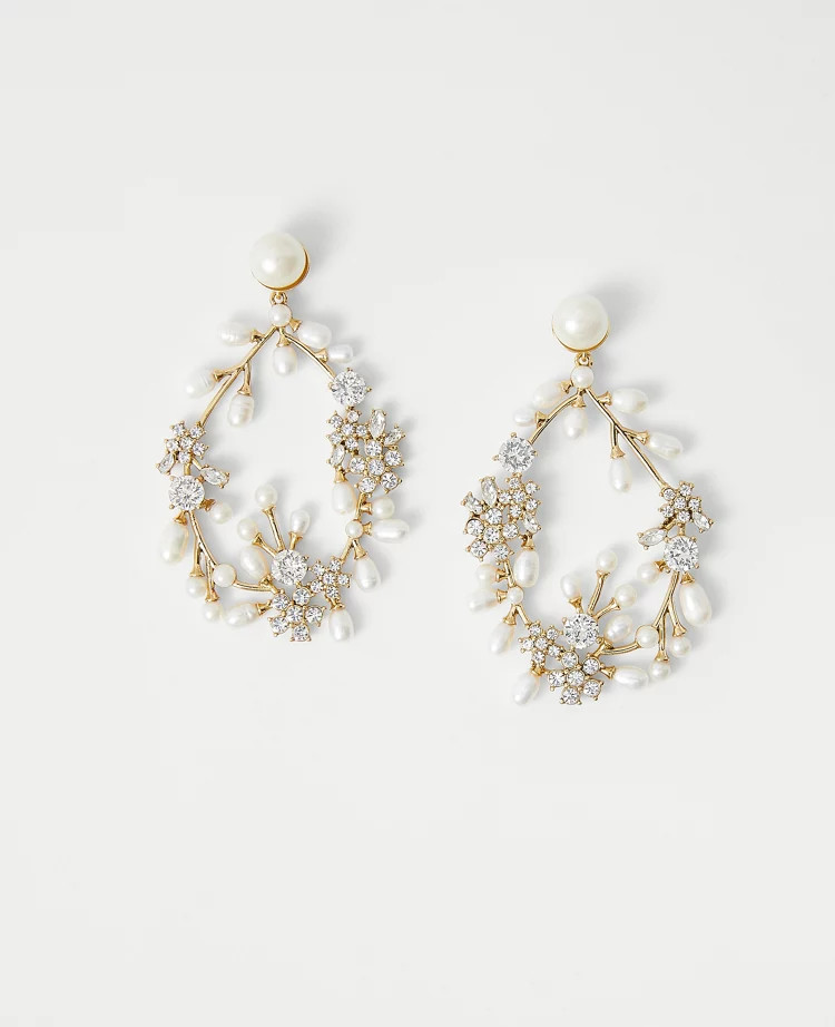 Pearlized Crystal Teardrop Earrings | Ann Taylor (US)