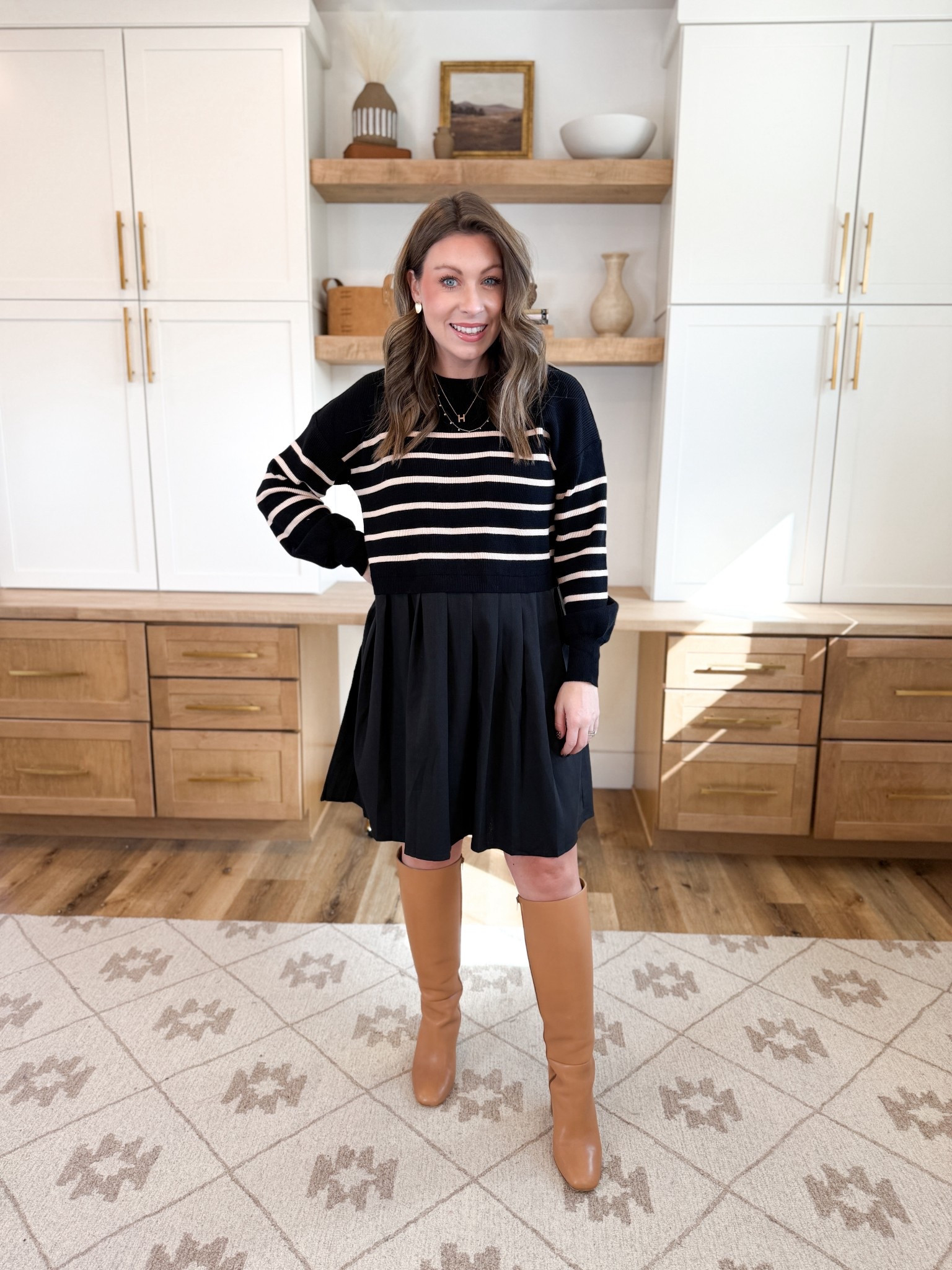 Amazon dress that is so comfy and bump friendly! Perfect for Thanksgiving, date night, or the office! 

#LTKFindsUnder50 #LTKootd #LTKHoliday