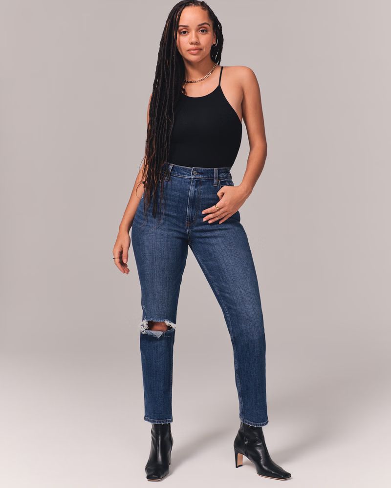 Women's Curve Love Ultra High Rise Ankle Straight Jean | Women's Bottoms | Abercrombie.com | Abercrombie & Fitch (US)