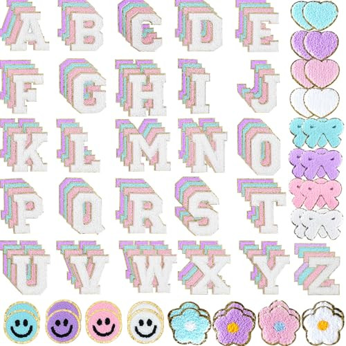 Chenille Letter Patches Self Adhesive Stickers for DIY – 136 Pcs Fuzzy Cute Varsity Patches Emb... | Amazon (US)