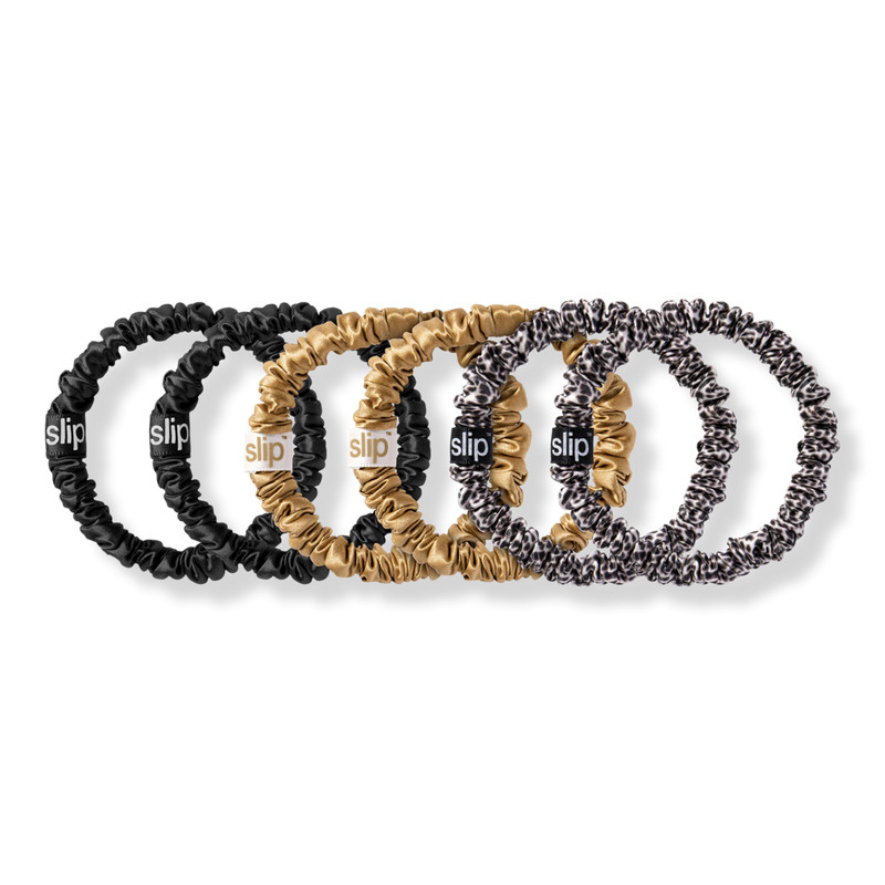 Black, Leopard & Gold Pure Silk Skinny Scrunchies | Ulta