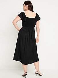 Flutter-Sleeve Crepe Midi Dress | Old Navy (US)