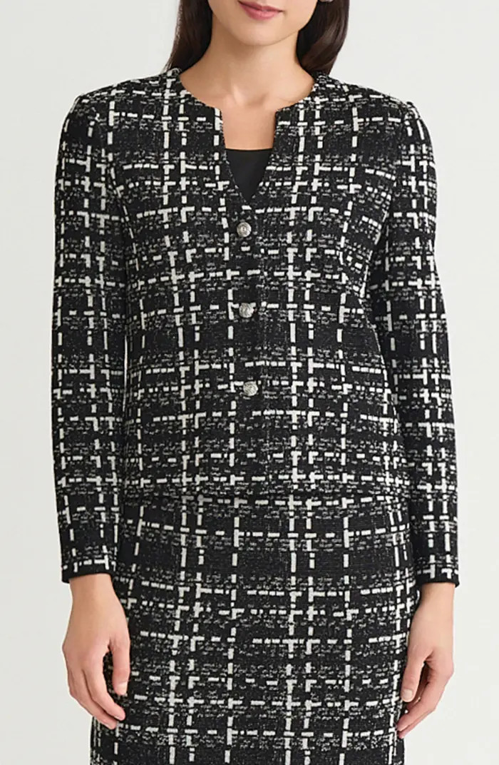 x Tanya Foster Checkered Jacquard Knit Jacket | Nordstrom
