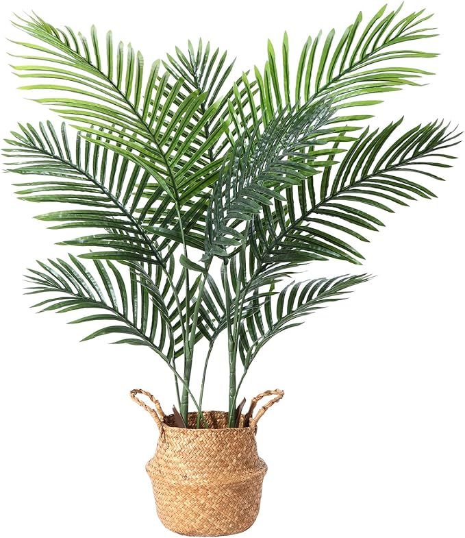 Ferrgoal Artificial Palm Trees 3.6 Ft Fake Areca Tree ,Tropical Faux Palm Tree with 10 Trunks ,Wo... | Amazon (US)