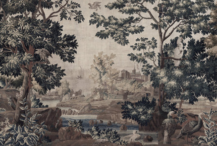 Natural Wallpaper Blue Brown Beige Tree Landscape Forest Mural