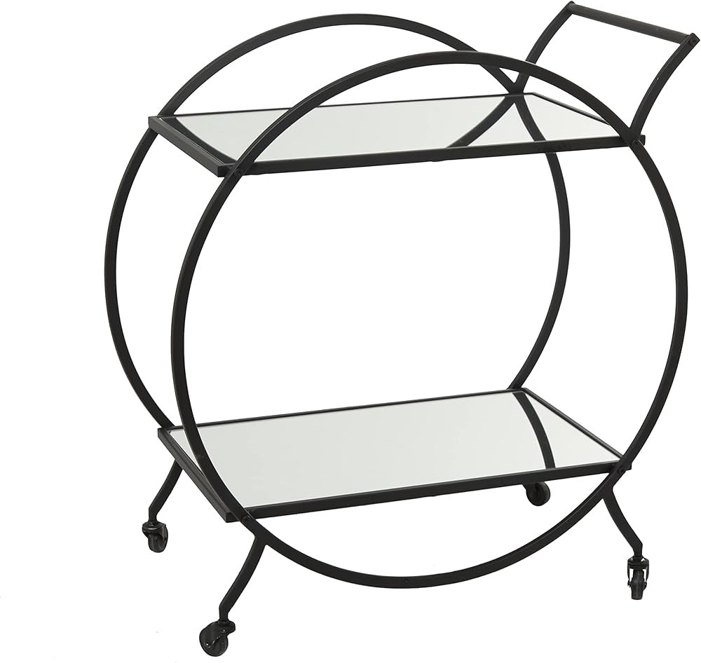 Deco 79 Metal Round Bar Cart with Wheels and Handle, 14" x 28" x 30", Black | Amazon (US)