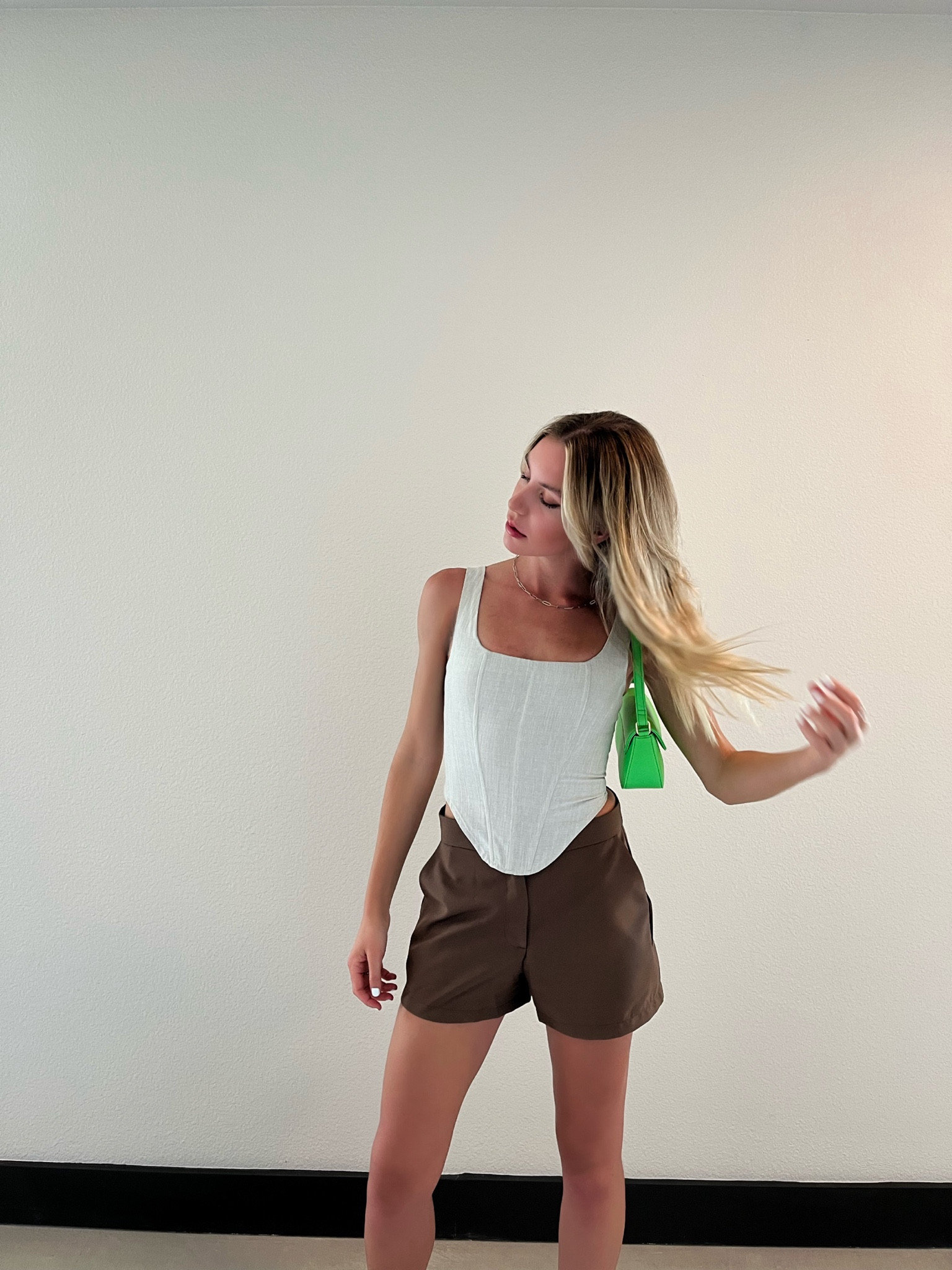 old money style outfit, everyday outfit, casual outfit, casual style, paper bag shorts, brown shorts, mini shorts, corset top, grey corset, pop of color, shoulder bag, bag crush, summer outfit, summer style, spring style, minimal style fashion, fashion inspo

#LTKstyletip #LTKU #LTKitbag