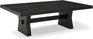 Signature Design by Ashley Galliden Rustic Bowtie-Shaped Base Coffee Table, Black | Amazon (US)