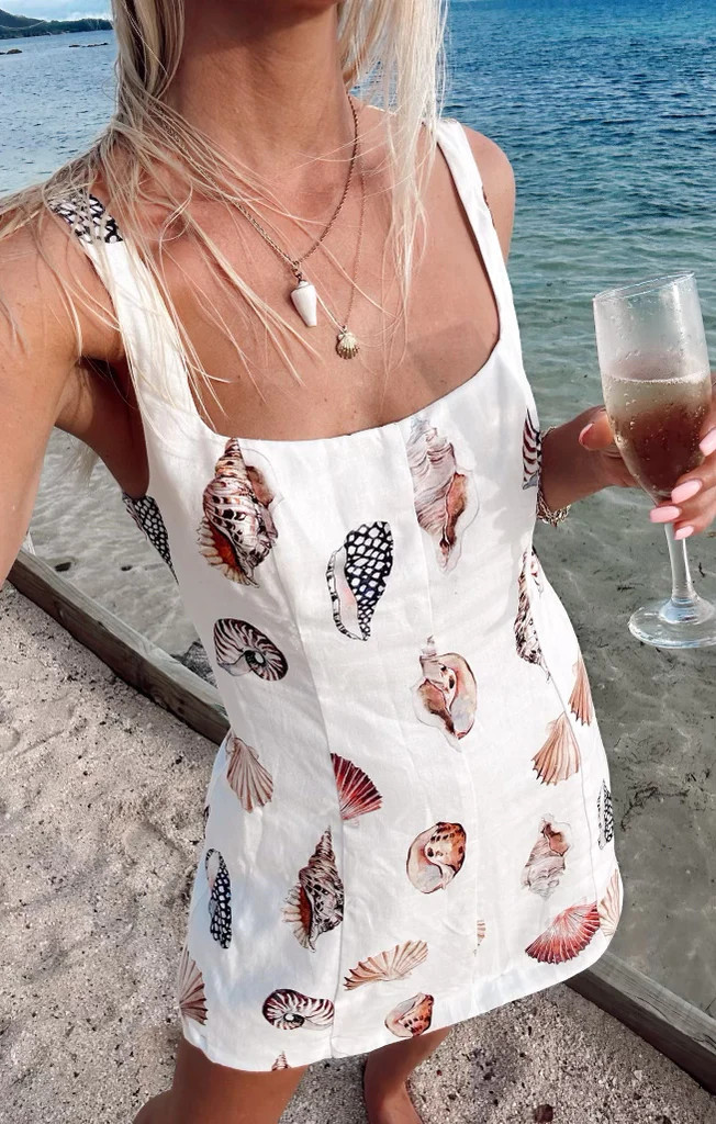 Steph Mini Dress, in Shell Linen, Size: Small | Show Me Your Mumu | Show Me Your Mumu