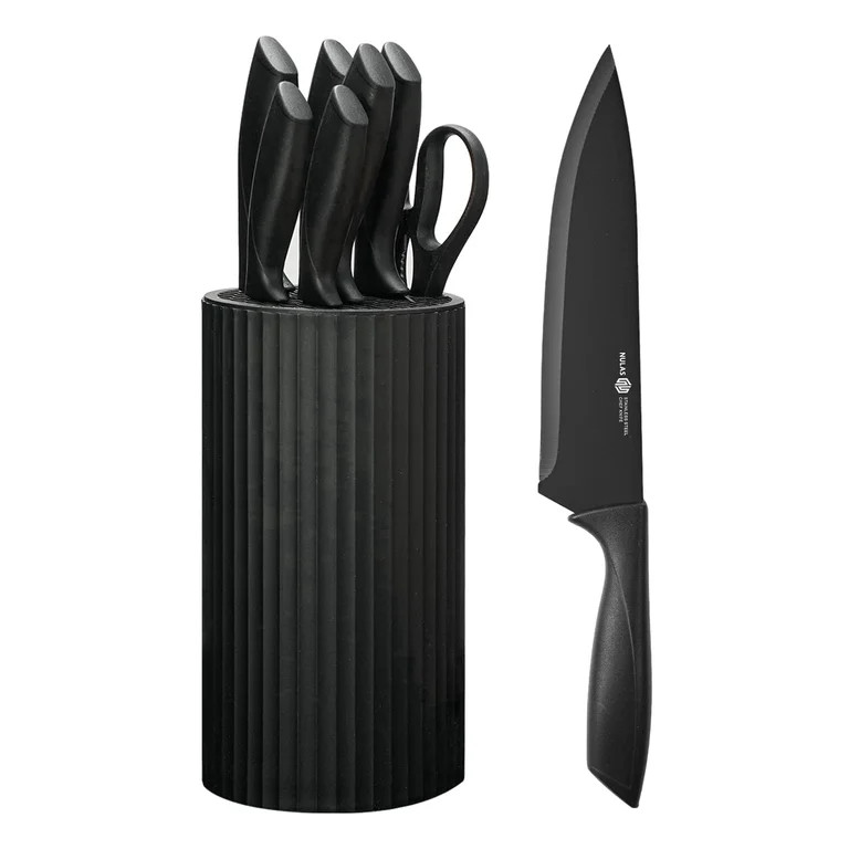 NULAS  8-Piece Kitchen Knife Set with Block for Chef, Stainless Steel Sharp Knives, Anti-Rust, Er... | Walmart (US)