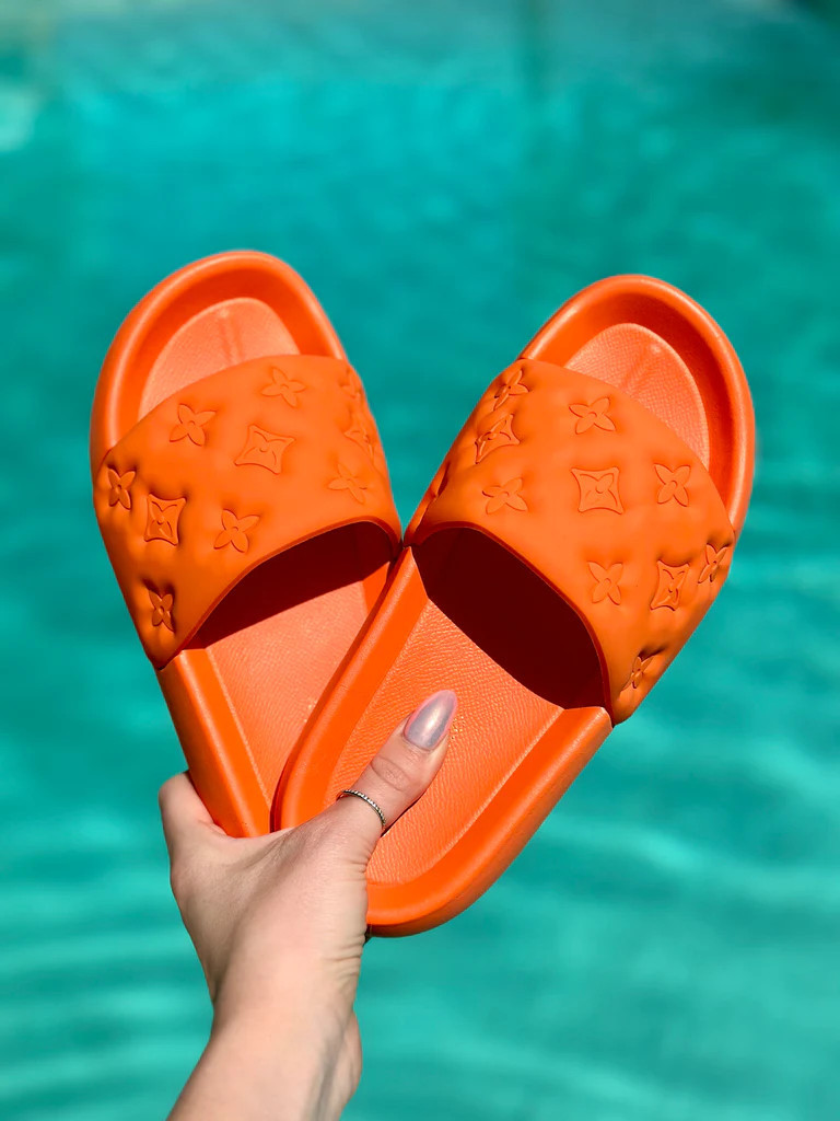 IN STOCK!! The Pacific Cloud Slide Sandal in Orange | Glitzy Bella