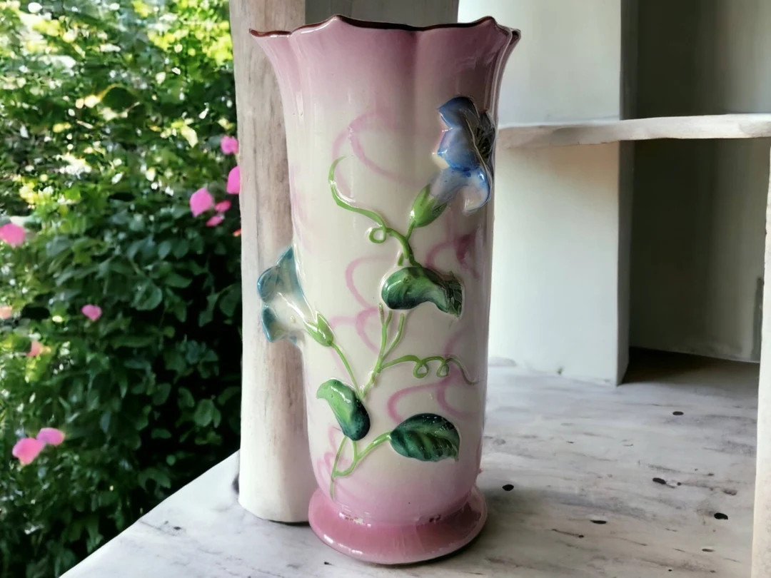 Hand Painted Trico Nagota 3D Blue Morning Glory Flower Vase 3D Porcelain Vase Made in Japan Vinta... | Etsy (US)