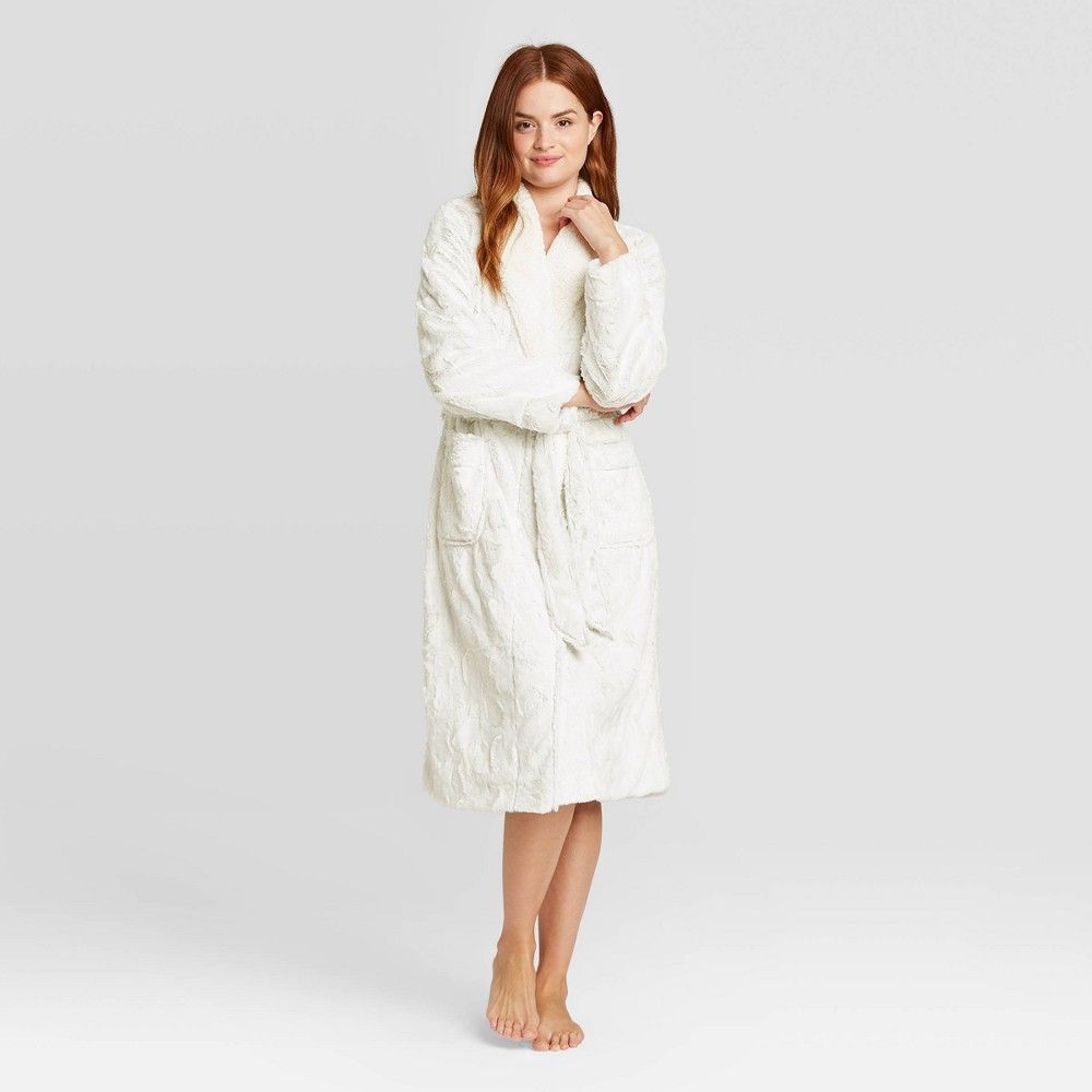 Women's Cozy Faux Fur Robe - Stars Above Gray XS/S | Target