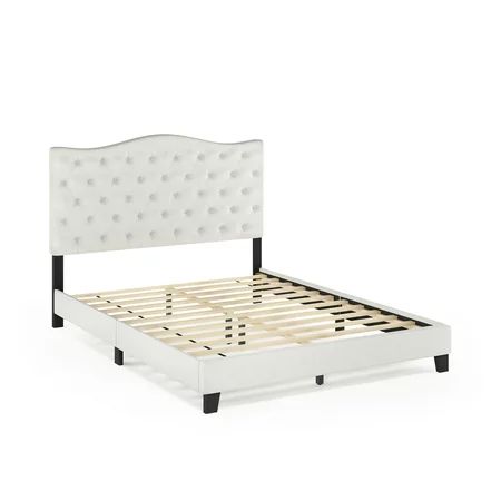 Furinno Abbyson Button Tufted Bed Frame, Linen, Queen | Walmart (US)