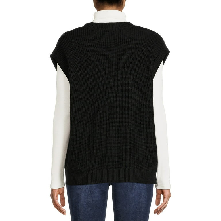 Time and Tru Women's Sweater Vest with Extended Shoulders | Walmart (US)