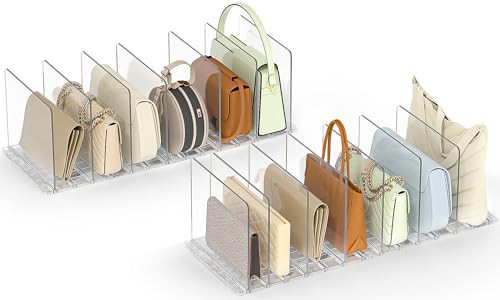 SortNStore Bag & Purse Organizer for Closet: Adjustable Clear Handbag Storage Shelf - Plastic Clutch Dividers for Closet Organizers and Storage - Keep Carteras & Pocketbook Upright | Amazon (US)