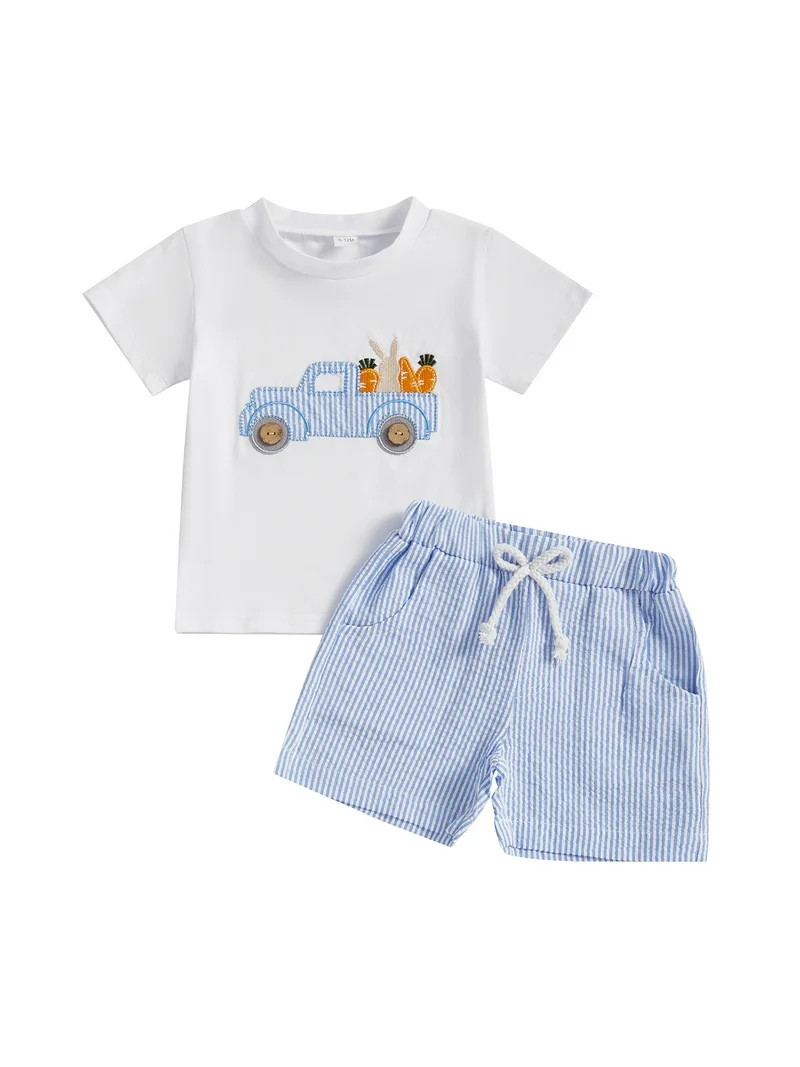 Baby Boy Easter Outfits 6 12 18 24 Months 2T 3T 4T Toddler Boys Summer Clothes Short Sleeve Truck... | Walmart (US)