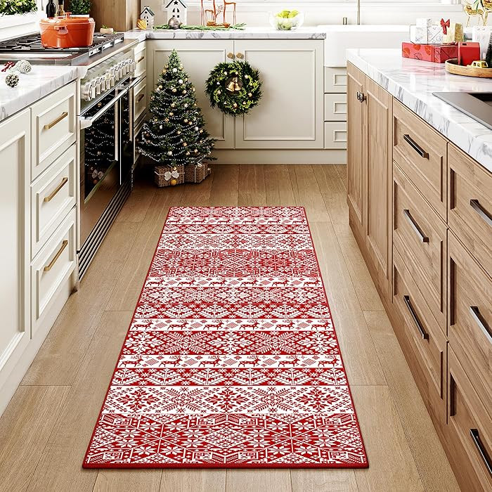 HUGEAR Christmas Vintage Area Rug 2x6 Runner Rugs Machine Washable Hallway Rugs Low Pile Carpet R... | Amazon (US)