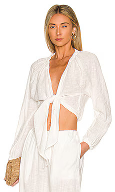 Bella Dahl Long Sleeve Tie Top in White from Revolve.com | Revolve Clothing (Global)