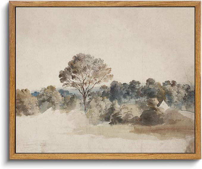 KBKBART Framed Vintage Neutral Wall Art Prints, Antique Rustic Muted Landscape Canvas Painting, R... | Amazon (US)