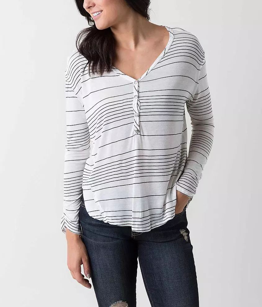 Blu Pepper Striped Henley Top | Buckle