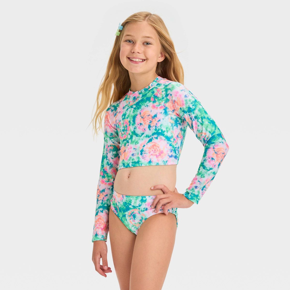 Girls' 'Poolside Remix' Tie-Dye Rash Guard Set - Cat & Jack™ | Target