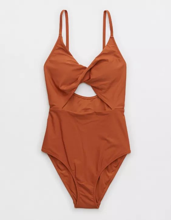 Aerie Twist Cut Out One Piece Swimsuit | American Eagle Outfitters (US & CA)