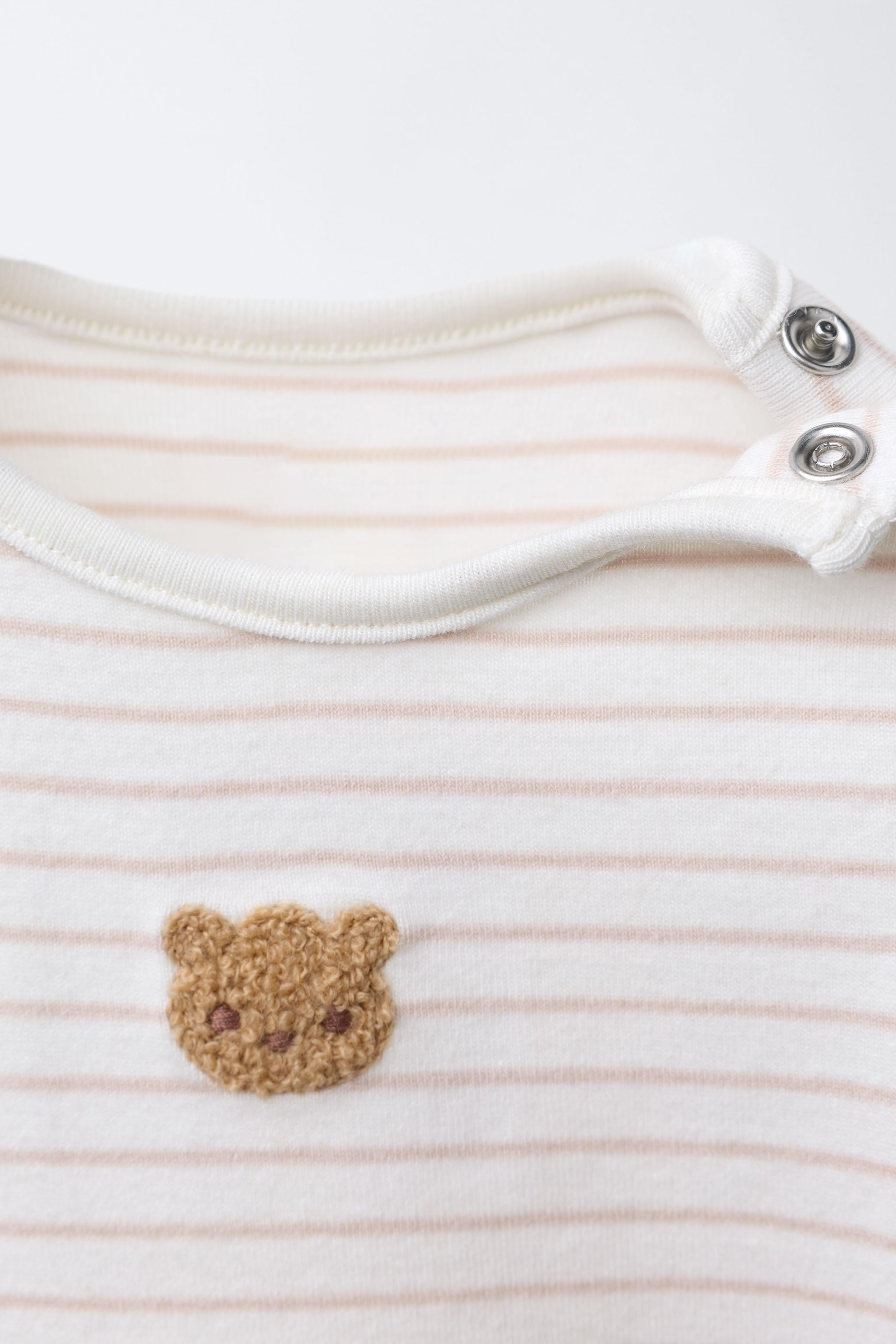 BEAR PATCH AND STRIPED BODYSUIT AND LEGGINGS SET | Zara US