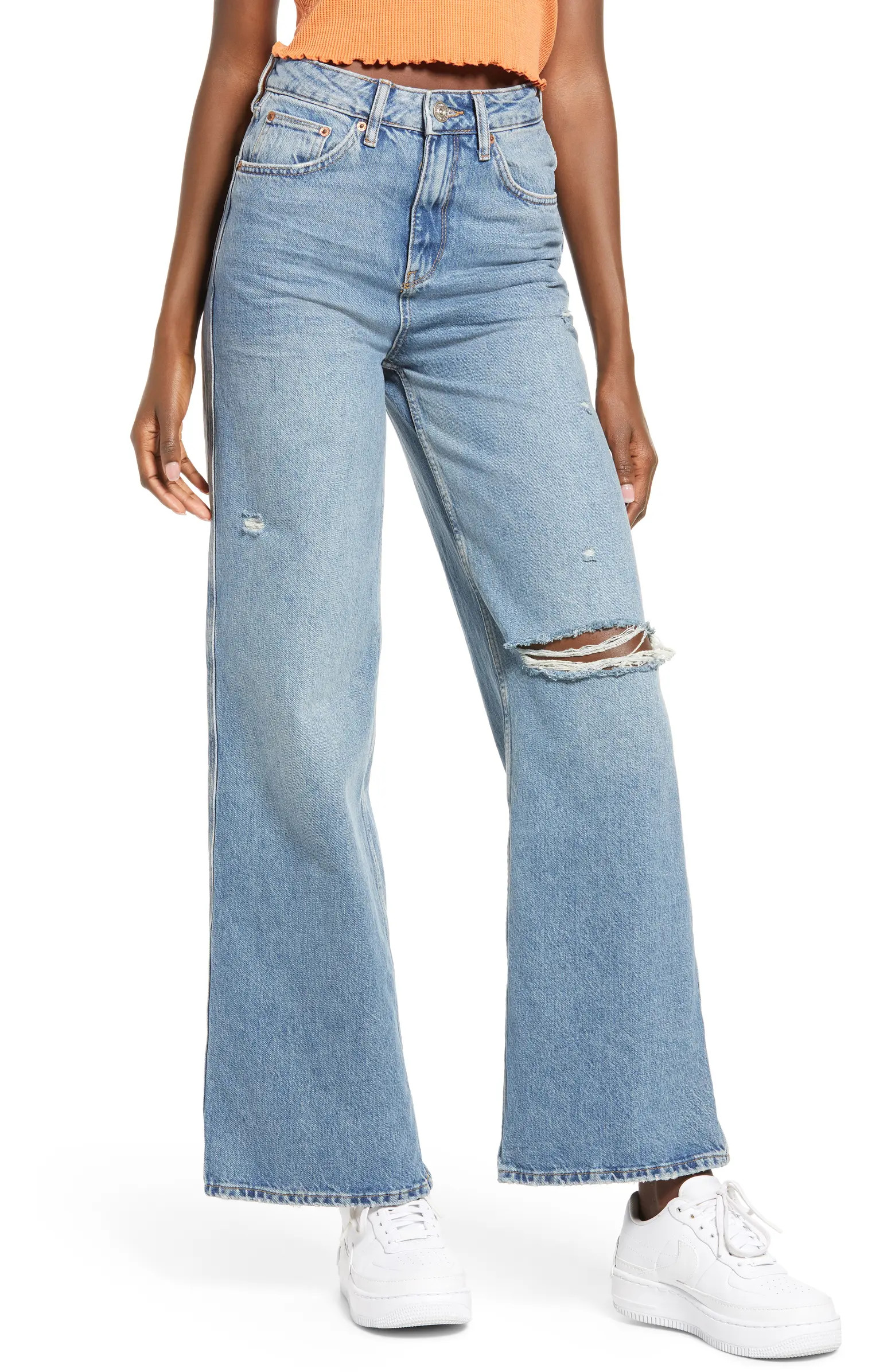 Ripped Superhigh Waist Puddle Jeans | Nordstrom