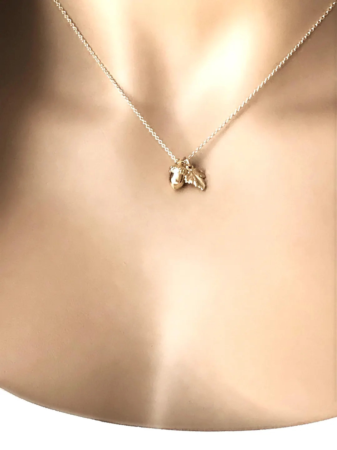 14k Gold Filled Acorn Necklace: Mixed Metal Leaf Charm, Kate Middleton Inspired Royal Jewelry, #7... | Etsy (Global)