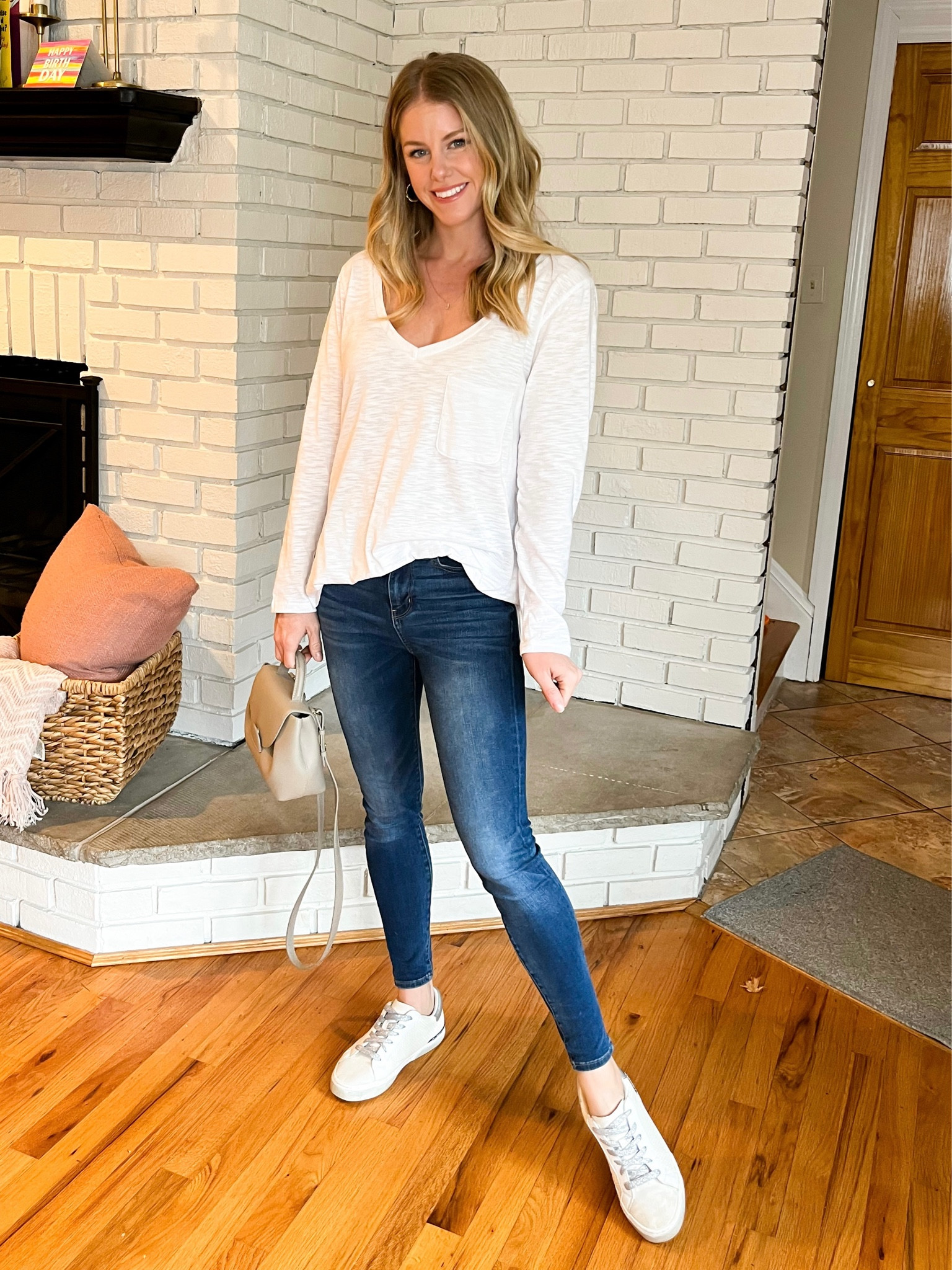 Great little basic long sleeve tee! This is size medium but small would have worked also  

#LTKunder50 #LTKsalealert #LTKFind