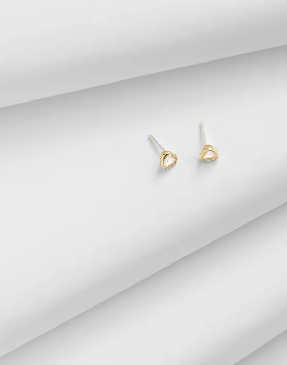 Demi-Fine Heart Crystal Stud Earrings | Madewell