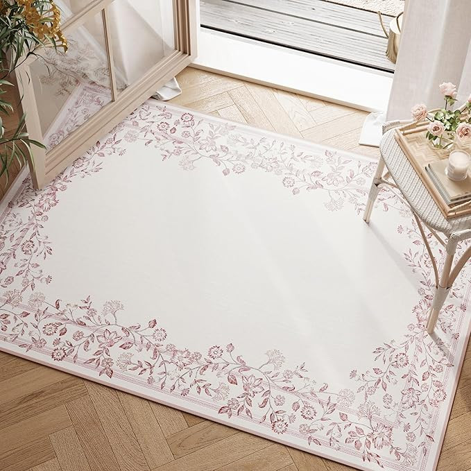 jinchan Area Rug 2x3 Washable Rug Indoor Entryway Doormat Floral Vintage Elegant Luxury Garland P... | Amazon (US)