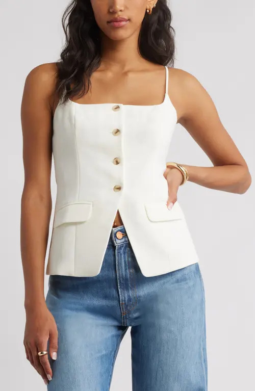 Open Edit The Icon Cami Vest in Ivory at Nordstrom, Size X-Small | Nordstrom