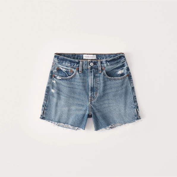 Curve Love Mid Rise Boyfriend Shorts | Abercrombie & Fitch (US)