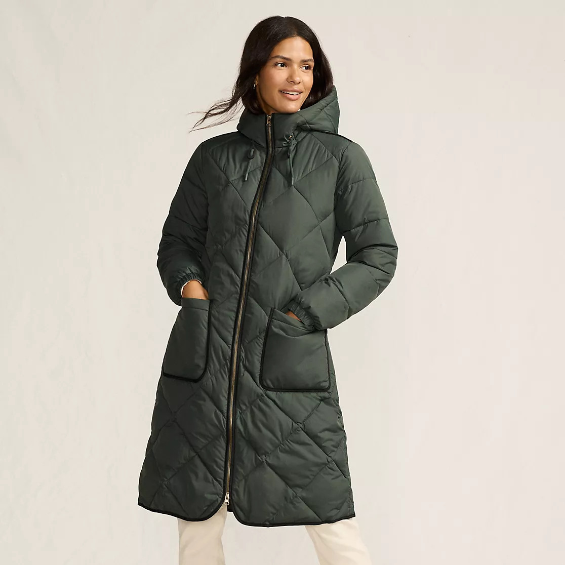Women's FeatherFree Insulated Diamond Quilted Maxi Coat | Lands' End (US)