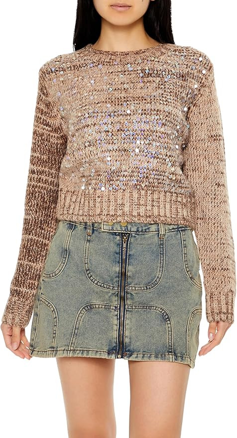 Forever 21 Womens Iridescent Sequin Sweater | Amazon (US)