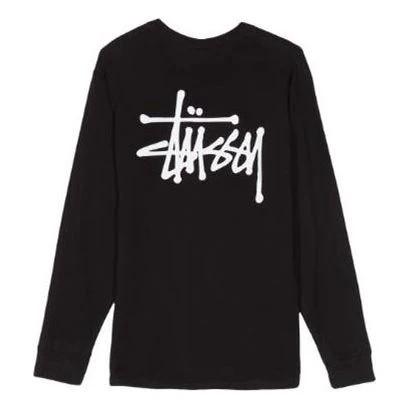 Men's Stussy Classic Basic Printing Long Sleeves Black | KICKS CREW
