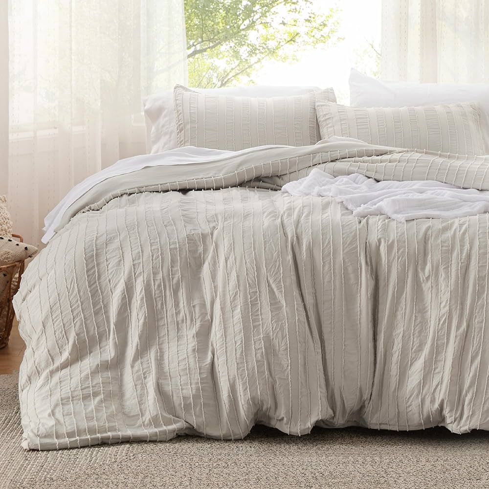 Bedsure Boho Comforter Set King - Linen Tufted Bedding Comforter Set, 3 Pieces Farmhouse Shabby ... | Amazon (US)