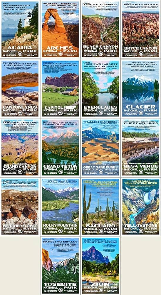 National Park Posters - Postcards featuring Original Works by Robert B. Decker (Series A) | Amazon (US)