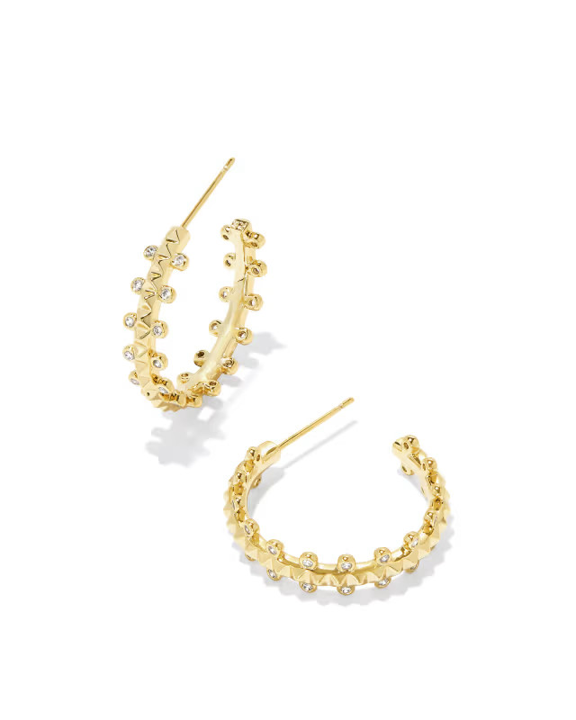 Jada Gold Small Hoop Earrings in White Crystal | Kendra Scott