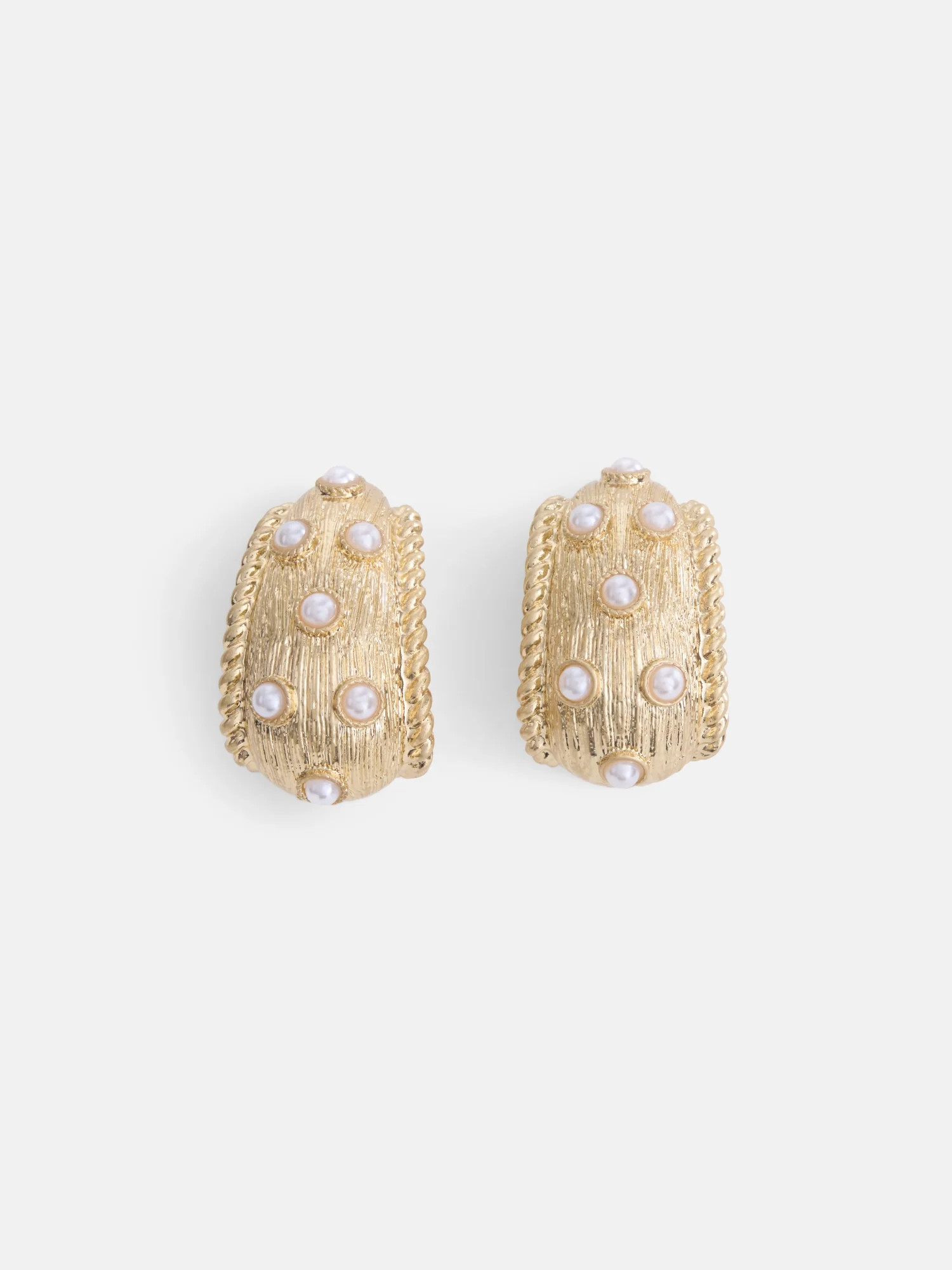 Scoop Faux Pearl Textured Hoop Earrings, Gold-Tone | Walmart (US)