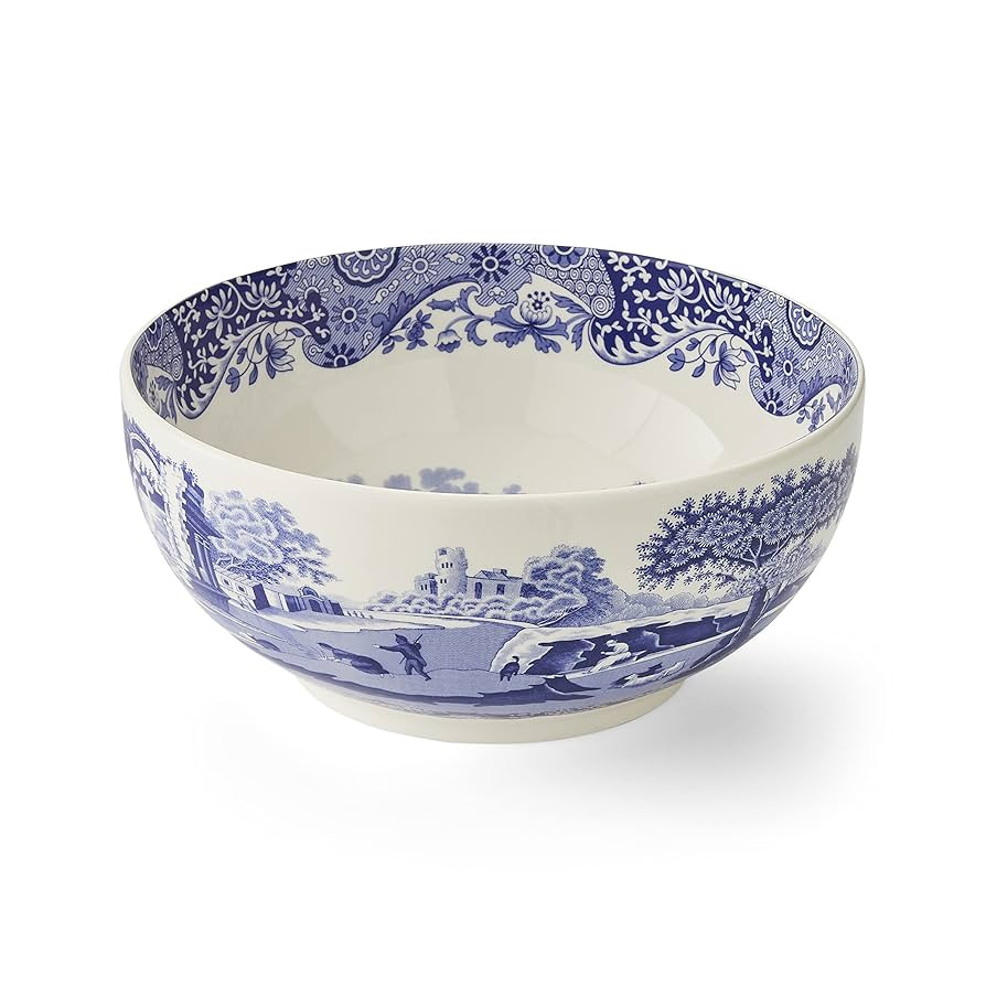 Portmeirion Blue Italian Deep Round Bowl | 10.75 Inch Porcelain Serving Bowl for Salad | Fruit Di... | Amazon (US)