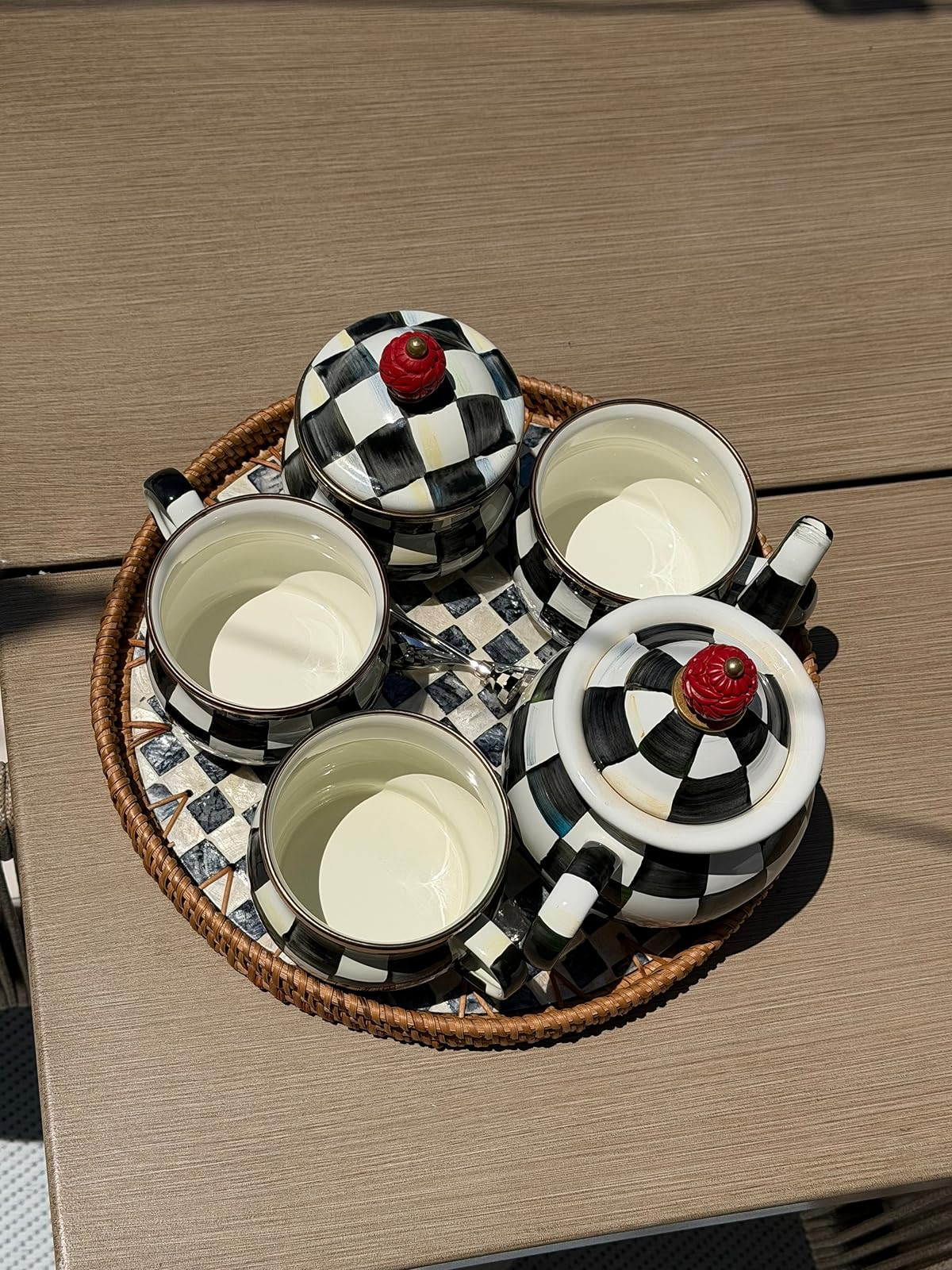 Upgrade your tea time with this adorable black and white teapot and cups set. Perfect for any occasion! 

#TeaTime #HomeDecor 

 #LTKHome
