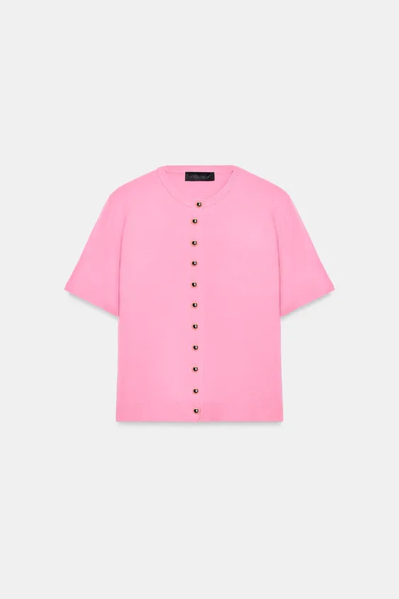 SHORT SLEEVE KNIT CARDIGAN | Zara US