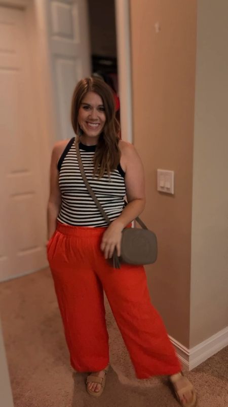Wearing this outfit on repeat again and again this summer ❤️ 

Tank top, sandals, linen pants, statement earrings

#LTKSeasonal #LTKMidsize #LTKFindsUnder50