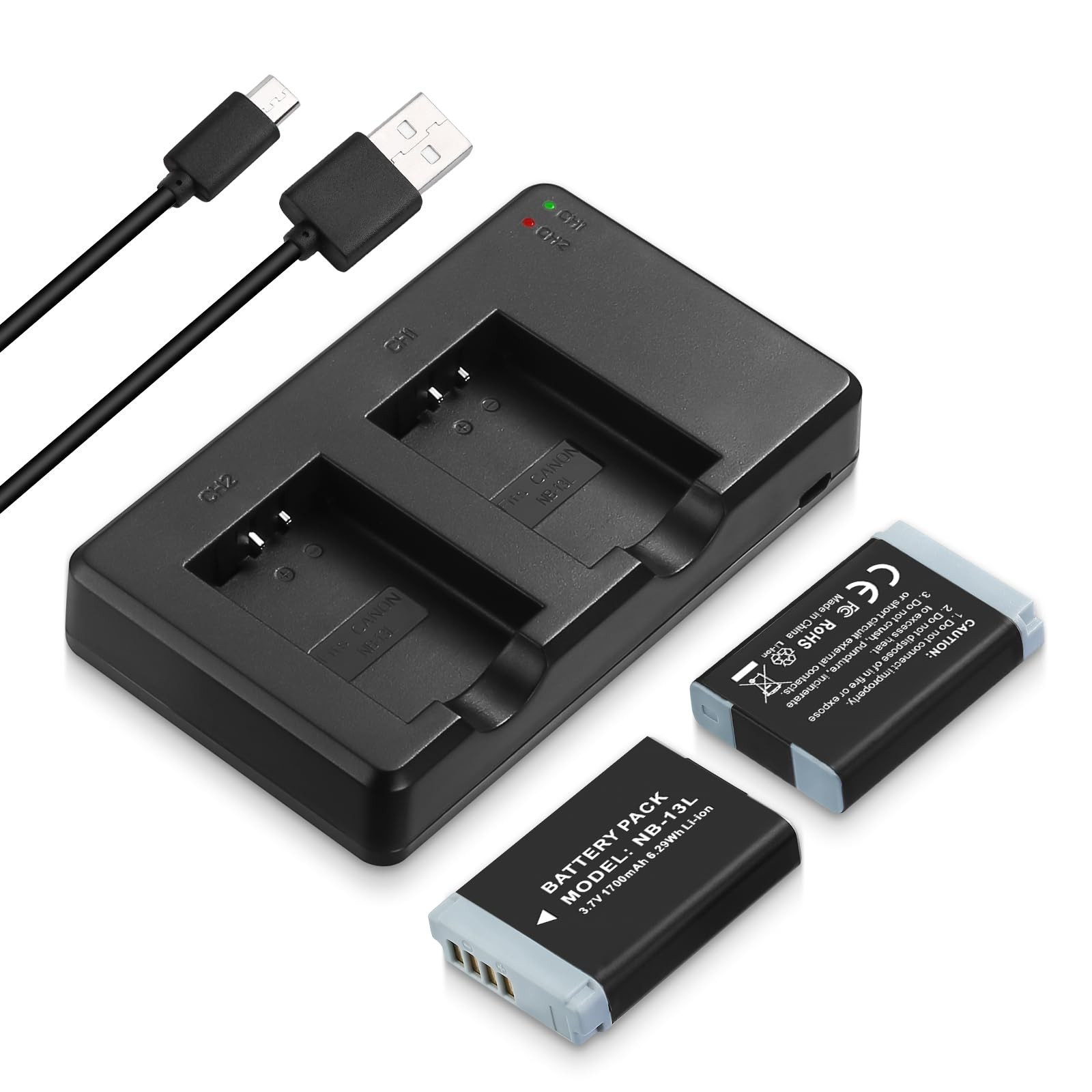NB-13L Battery 2 Pack Replacement Li-ion Batteries and USB Dual Charger Set Compatible with Power... | Amazon (US)