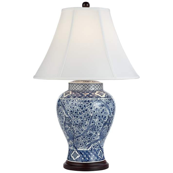 Barnes and Ivy Shonna Garden Bird Blue and White Porcelain Jar Table Lamp - #8J346 | Lamps Plus | Lamps Plus
