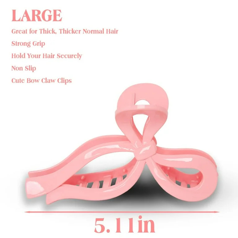 Bows Claw Clips for Women 5.1 Inch Claw Clips for Thick Hair Bows for Women Large Claw Clips Pink... | Walmart (US)